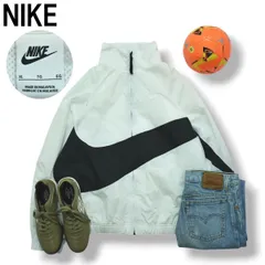 【定番】 ナイキ NIKE ウーブン ナイロン ジャケット ビッグスウッシュ 裏地 メッシュ ジップアップ ラグランスリーブ XL ホワイト ストリート スポーツ カジュアル ウェア メンズ