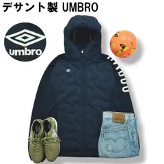 【デサント製】 アンブロ UMBRO 中綿 キルティング ジャケット ジップ パーカー ラグランスリーブ ジャージ 切替 ロゴ プリント O ネイビー スポーツ タウンユース レジャー メンズ