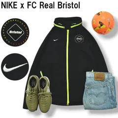 ナイキ NIKE x エフシーレアルブリストル FC Real Bristol FCRB ジップ パーカー スウェット ロゴ デザイン M ブラック x ネオンカラー ストリート スポーツ メンズ