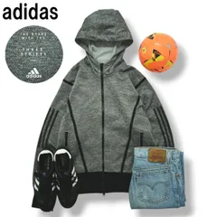 【美品】 アディダス adidas ジップ パーカー スウェット 裏起毛 メッシュ スリーストライプス パフォーマンス ロゴ プリント OT グレー スポーツ カジュアル レディース ♪