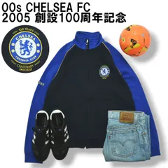 【希少】 00s ヴィンテージ チェルシー CHELSEA FC 2005 創設100周年記念 スウェット トラック ジャケット トレーナー ジャージ 裏起毛 M ネイビーxブルー サッカー メンズのサムネイル