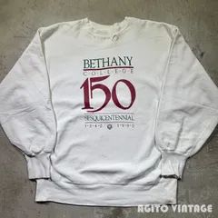 90's Champion リバースウィーブ スウェット BETHANY COLLEGE 150周年 ホワイト 刺繍タグ X-LARGE USA製