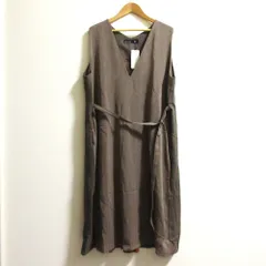 未使用 as know as de base アズノゥアズドゥバズ ぬくぬくプリーツOP ノースリーブ ロングワンピース 大きいサイズ 15号 ブラウン レディース 古着 中古 USED
