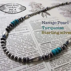 インディアンジュエリー ターコイズ ビーズ ネックレス シルバー925 チェーン ナバホ inca-6oldkings