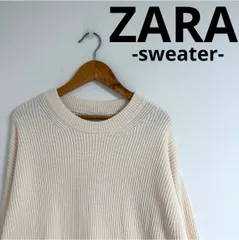 【ZARA ザラ】リブ編みクルーネックニット アイボリー