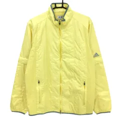 【超美品】アディダス 2WAY中綿ジャケット イエロー×グレー キルティング ロゴ刺しゅう 袖着脱可  メンズ O/XG ゴルフウェア adidas