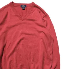 ブルックスブラザーズ 346 Vネック スーピマコットン ニットセーター (L) 赤系 BROOKSBROTHERS アメリカ古着 USED  ビンテージ ヴィンテージ