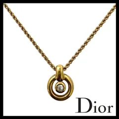 U【Dior】ネックレス チェーン切れ ゴールド/金 カラー ラインストーン サークル ラウンド ヴィンテージ ペンダント Christian Dior/クリスチャンディオール (57864OT1a)