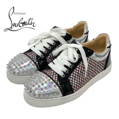 クリスチャンルブタン Christian Louboutin スニーカー 靴 シューズ パテント レザー グレー オーロラ ブラック スパイク スタッズ クリスチャンルブタン Christian Louboutin スニーカー 靴 シューズ
