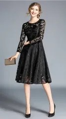 送料無料 未使用 発表会 パーティ 黒 ワンピ－ス 9号 M (OPN3164)