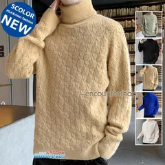 タートルネック ニット メンズ 無地 セーター ケーブル編み トップス ハイネック ローゲージ 防寒 秋冬