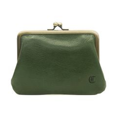 美品】genten ゲンテン アンティーコ がま口二つ折り財布 モスグリーン
