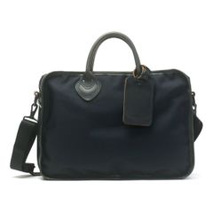 Arts & Crafts Briefcase, ARTS&CRAFTS Bag, BLACK NYLON Business Bag, 1R BRIEFCASE, 2-Way, A4, Genuine Leather, Men's & Women's, Navy