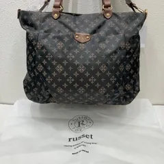 7698　russet　ラシット　トートバッグ　 2way　ショルダーバッグ　モノグラム　 総柄　グレー×ピンク系　ナイロン　 レザー　保存袋付き　レディース
