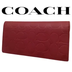 COACH　コーチ　長財布　F74525　レッド　ボルドー　シグネチャー　エンボス　マット