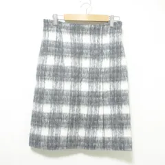 美品 23AW CELFORD セルフォード チェック柄 ミニ丈 ラップ風シャギースカート 38 グレー×ホワイト 074 レディース 古着 中古 USED