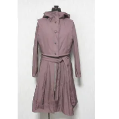 美品 io H.P. FRANCE イオ アッシュペーフランス フーデッドベスト ノーカラーコート ワンピース セットアップ 2 パープル レディース 古着 中古 USED