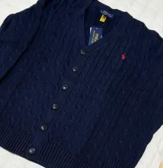 ポロラルフローレン ケーブル編み カーディガン ネイビー (タグ付き新品)