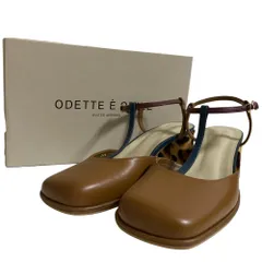 美品 ODETTE E ODILE オデットエオディール スクエアストラップ パンプス60 サンダル 24.5cm ブラウン レディース 古着 中古 USED