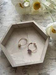 No.117 アメジスト、淡水パール　2setリング