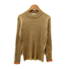 ディスコート Discoat リブニット カットソー 長袖 ハイネック 無地 L ベージュ /SY29