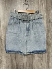 ZARA ザラ ベルト付 タイト デニムスカート sizeS/水色 ■■ レディース