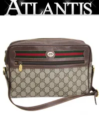グッチ GUCCI オールドグッチ ショルダーバッグ シェリーライン ミディアム GG柄 PVC ベージュ 【72933】