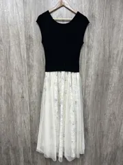 natural couture ナチュラルクチュール ニット チュールドッキングワンピース Iライン ワンピース sizeL/黒 ■◇ レディース