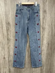 w closet ダブルクローゼット サイド ハート 刺繍 イージー デニムパンツ sizeF/－ ■■ レディース