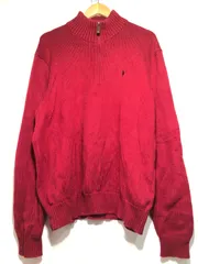 802171 POLO by RALPH LAUREN ハーフジップ コットン ニット L レッド 赤 プルオーバー セーター ポロ ラルフローレン