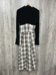 mily bilet ミウィビレット チェック柄 ウエストリボン ロングワンピース ワンピース sizeL ■◇ レディース