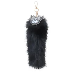 クロミ キーリング ストーン付きファーキーホルダー ブラック サンリオ カミオジャパン かわいい キャラクター グッズ 