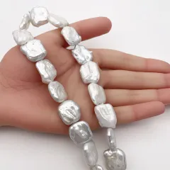 【１点限り】連40cm 大粒 淡水パール バロック レクタングル 変形 訳あり アウトレット ハンドメイド 素材 パーツ ビーズ ルース m0014