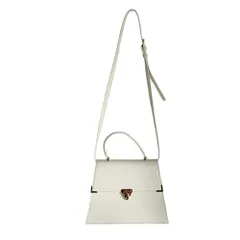 美品 LILY BROWN リリーブラウン フェイクレザー メタルロゴ 2WAY ショルダーバッグ ハンドバッグ ホワイト レディース 古着 中古 USED