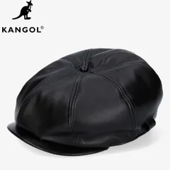 新品 KANGOL カンゴール 正規品 キャップ 帽子 CAP ハンチング キャスケット フェイクレザー 合皮 合成皮革 カンガルー ロゴ 刺繍 メンズ レディース ユニセックス 黒 ブラック