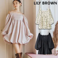 【新作10%OFF】 【即納】 リリー ブラウン LILY BROWN ワンピース 25秋冬 バルーンミニドレス ミニ丈 長袖 オフショル リボン lwfo261012