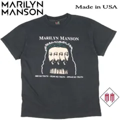 356 MARILYN MANSON マリリンマンソン Tシャツ ブラック Lサイズ 美品 USA製 半袖 BELIEVE キリスト ロックバンド ロックT バンドT メンズ レディース ロック パンク バンド フェス ミュージックT レア