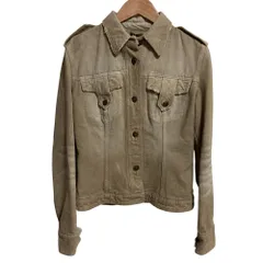 美品 DOLCE&GABBANA ドルチェ＆ガッバーナ 裏地レオパード柄 ヴィンテージ加工 デニムジャケット ブルゾン サイズ40 ベージュ レディース 古着 中古 USED