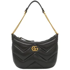 グッチ GUCCI ショルダーバッグ GGマーモント スモール レザー ブラック ヴィンテージ金具 黒 チェーンショルダー  777263【中古】
