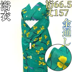 【着物と帯 時流】Y25724ts◆浴衣◆金通し 緑色 とんぼ 美品