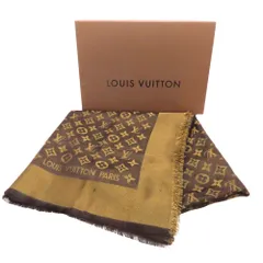 【中古】ルイヴィトン LOUIS VUITTON M75122 ショール･モノグラム シャイン ストール フリンジ ブラウン ゴールド レディース 上品 華やか エレガント A2505068  【無料ギフトラッピング承ります】