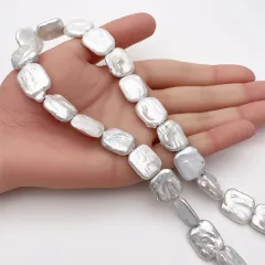 【１点限り】連40cm 大粒 淡水パール バロック レクタングル 変形 訳あり アウトレット ハンドメイド 素材 パーツ ビーズ ルース m0015