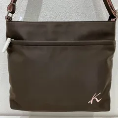 7648　Kitamura　キタムラ　ショルダーバッグ　 斜めがけ　ブラウン　ピンク　Kロゴ　 ナイロン　レディース