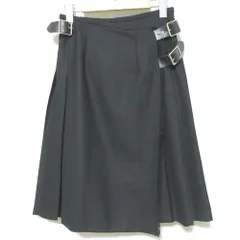 良品 O'NEIL of DUBLIN オニールオブダブリン ウール キルトスカート ラップスカート 8 ブラック レディース 古着 中古 USED