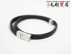 プラダ PRADA サフィアーノ レザー ブラック シルバー GP ブレスレット ユニセックス【中古】アクセサリーのサムネイル