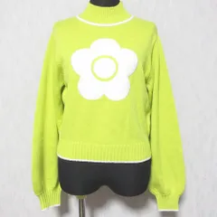 良品 24SS Lily Brown × MARY QUANT リリーブラウン マリークワント コラボ デイジーニットトップス LWNT241166 F ライム レディース 古着 中古 USED