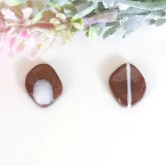 no.336　レジン　宝石型　左右非対称　茶ゴールド　ぷっくり　ピアス　イヤリング　ハンドメイド