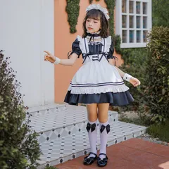 ハロウィン メイド服 子供 女の子 衣装 メイド キッズ コスプレ メイド服 半袖 ロリータワンピース  アニメ かわいい コスプレ衣装 子供用 ワンピース エプロン 仮装 クリスマス プレゼント 保育園 幼稚園 xiaojing16