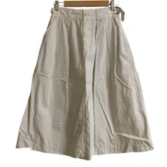 美品 MHL エムエイチエル マーガレットハウエル コットンリネン ミモレ丈 タック フレア スカート サイズ１ ベージュ レディース 古着 中古 USED