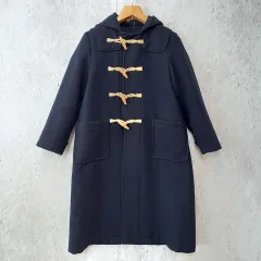 BEAMS BOY ビームスボーイ メルトン ロング ダッフルコート ロング アウター シンプル 定番アイテム ネイビー ◇〇☆
